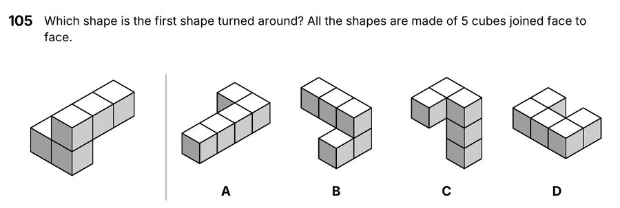 Question 105 from the book: turning 3d shapes.